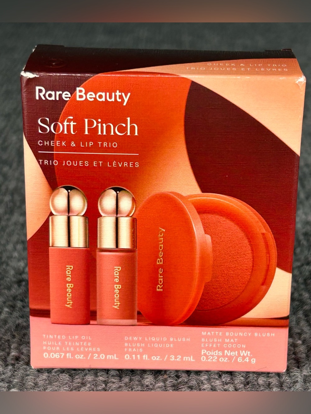 RARE BEAUTY Trio SOFT PINCH Full Bouncy Blush, Mini Lip Oil & Liquid Blush WORTH